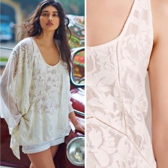 Anthropologie Vanessa Virginia lacework cotton blend top size small - Picture 1 of 7